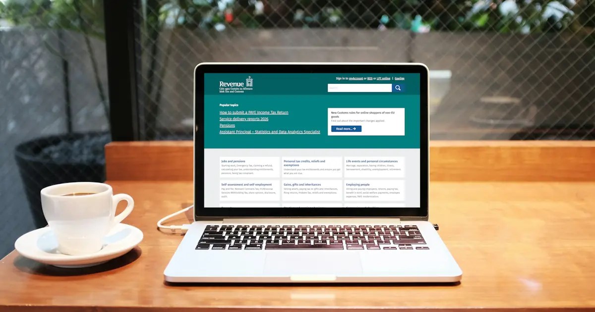 Laptopn on Irish tax website after moving to Ireland