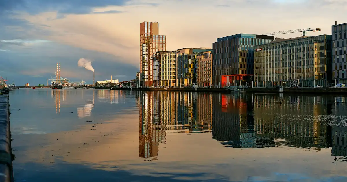 River Liffey in Dublin on an overcast day